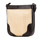 Leather Trimmed Raffia Crossbody